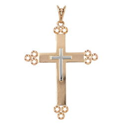 Croix ANCIENNE en or rose et or blanc - Castafiore