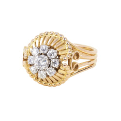Bague Dôme en or jaune, platine et diamants