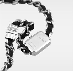 Montre CHANEL Première en acier, onyx, cuir et laqué