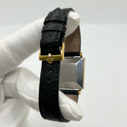 Montre JAEGER-LECOULTRE Vintage Carrée plaqué or, argent, acier et cuir