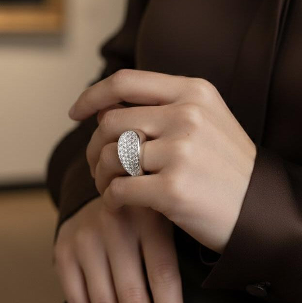 Bague Jonc FRED Candy en or blanc et diamants