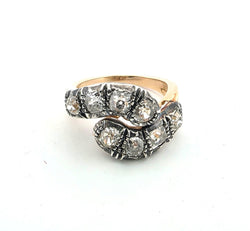 Bague Toi & Moi en or jaune, argent et diamants