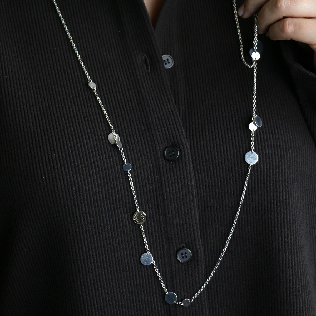 Collier Sautoir HERMÈS ExLibris en argent, or rose et argent