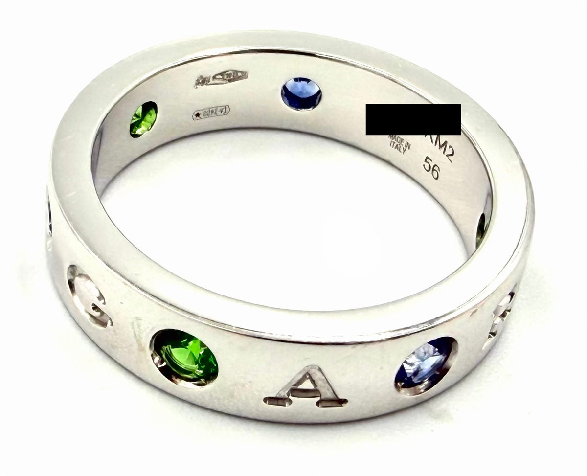 Bague Alliance BULGARI "Roman Sorbet" en or blanc, grenats, saphirs et diamant