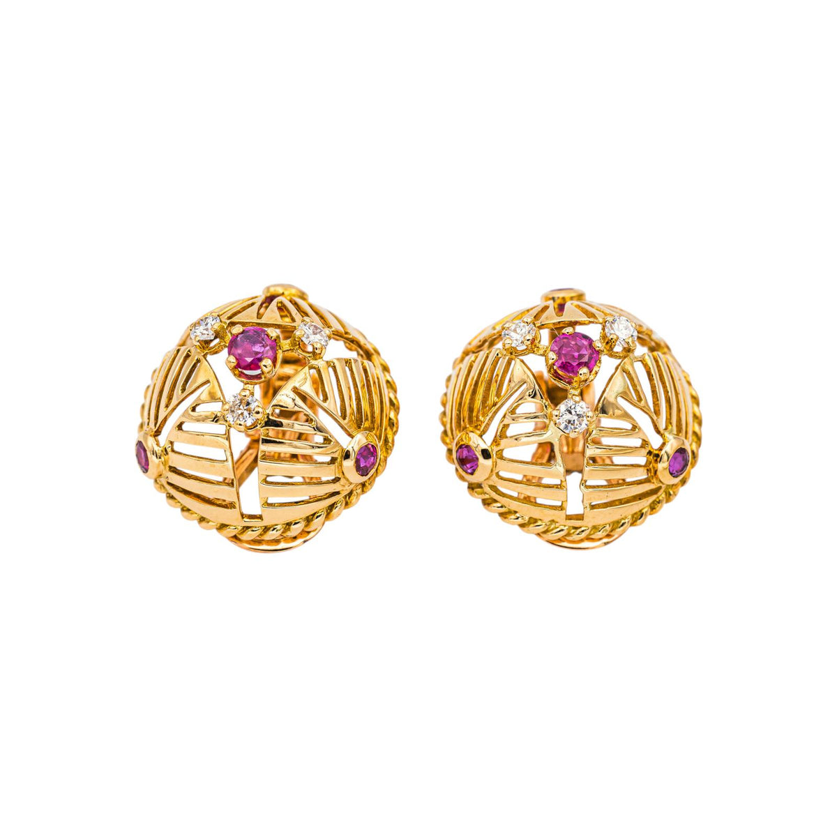 Gübelin Boucles d'oreilles Clips Or jaune Rubis
