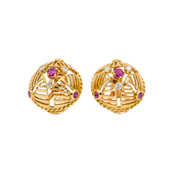 Gübelin Boucles d'oreilles Clips Or jaune Rubis