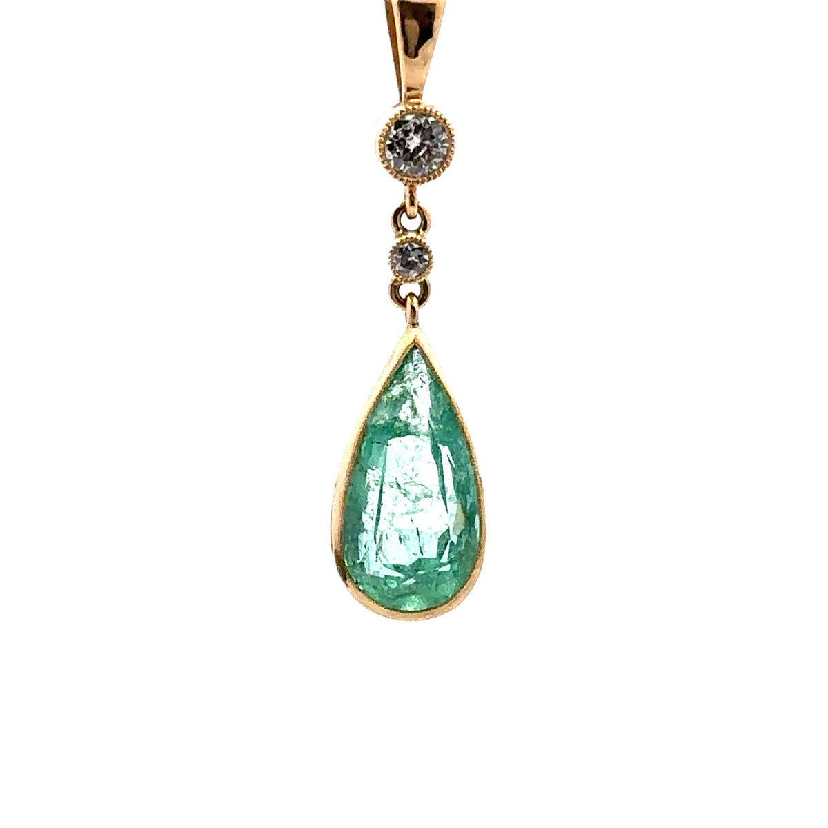 Collier Pendentif en or jaune, émeraude et diamants