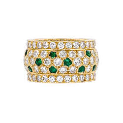 Bague Bandeau CARTIER "Nigéria" en or jaune, émeraudes et diamants