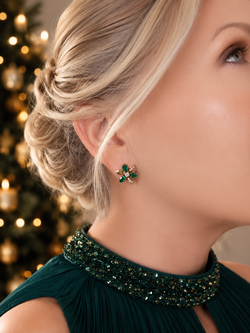 Boucles d'oreilles Clips en or jaune, émeraudes et diamants