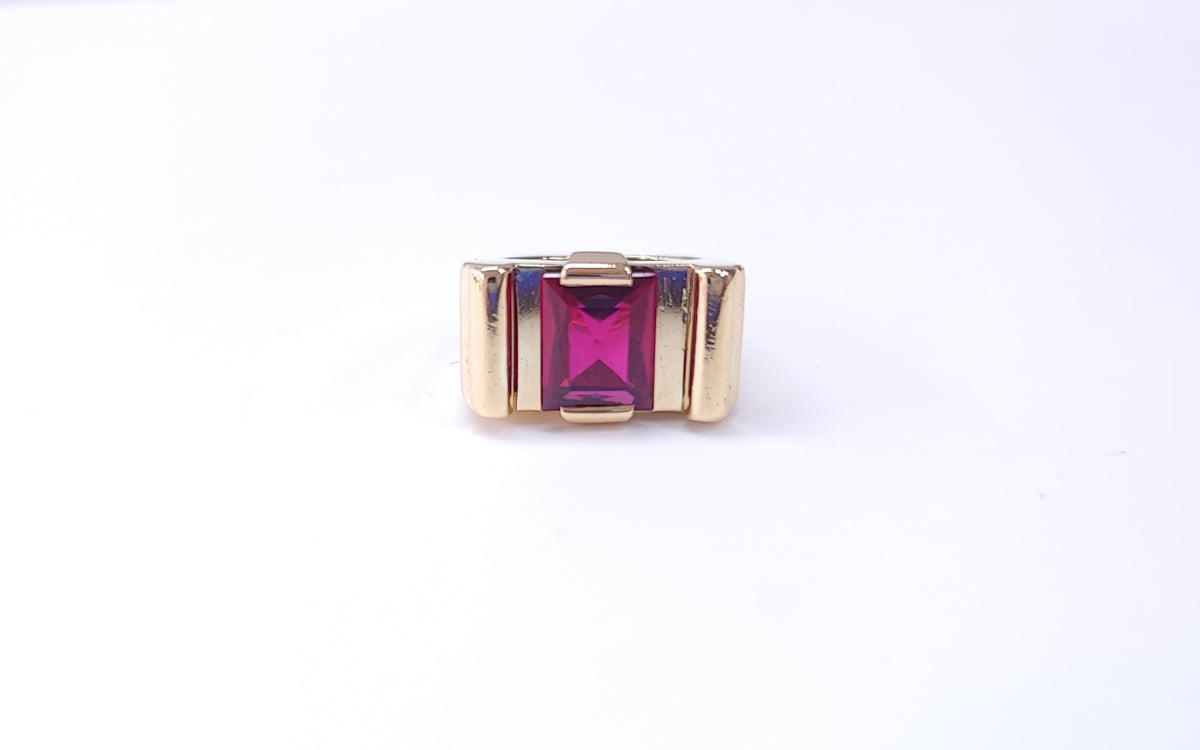 Bague Tank en or jaune et rubis