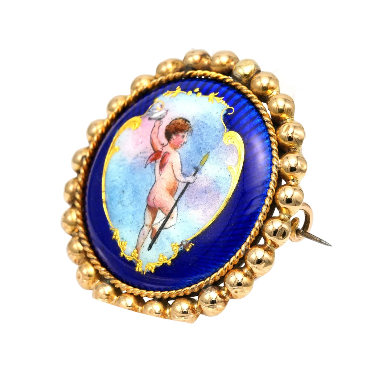 Broche Épingle en or jaune et émail
