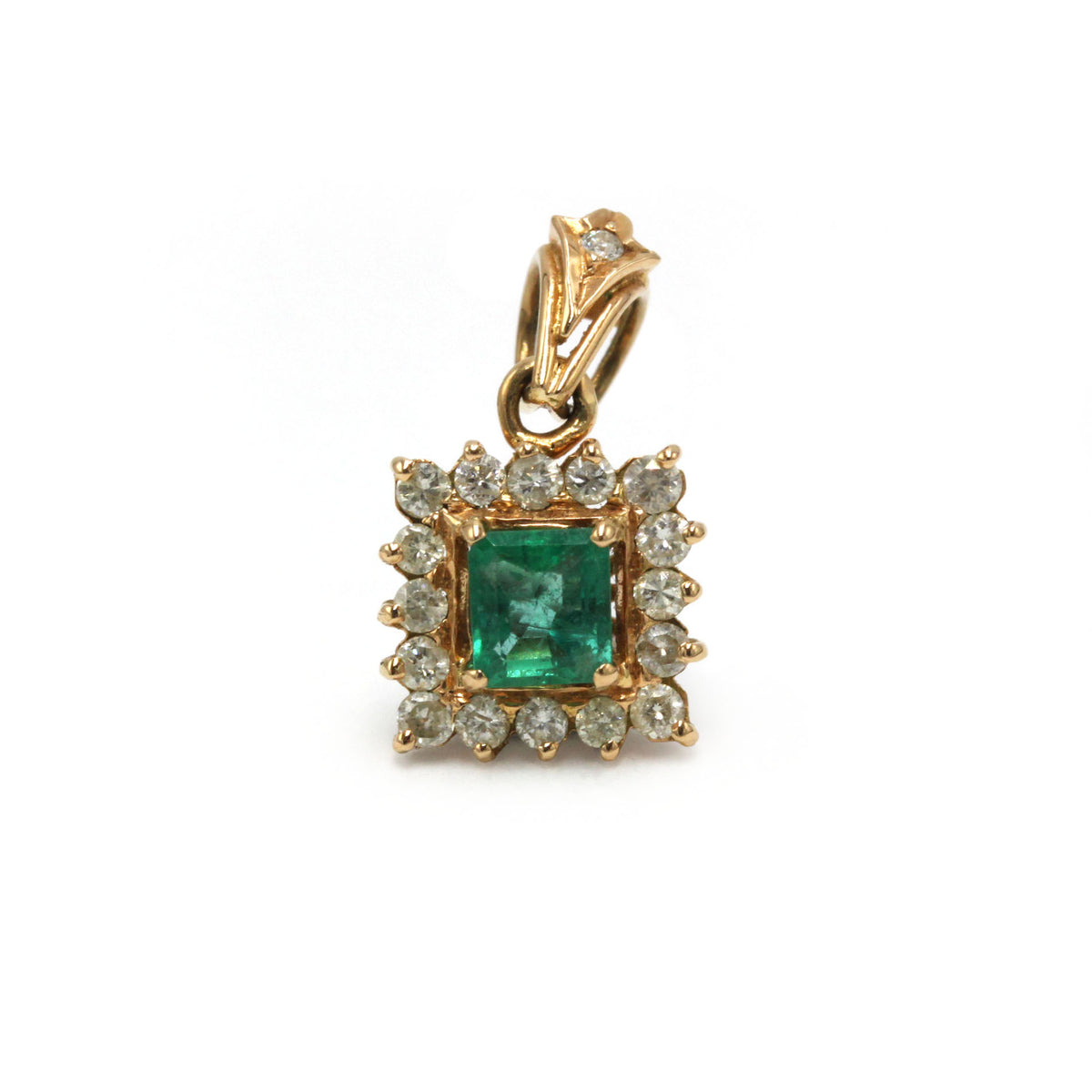 Pendentif en or jaune, émeraude et diamants