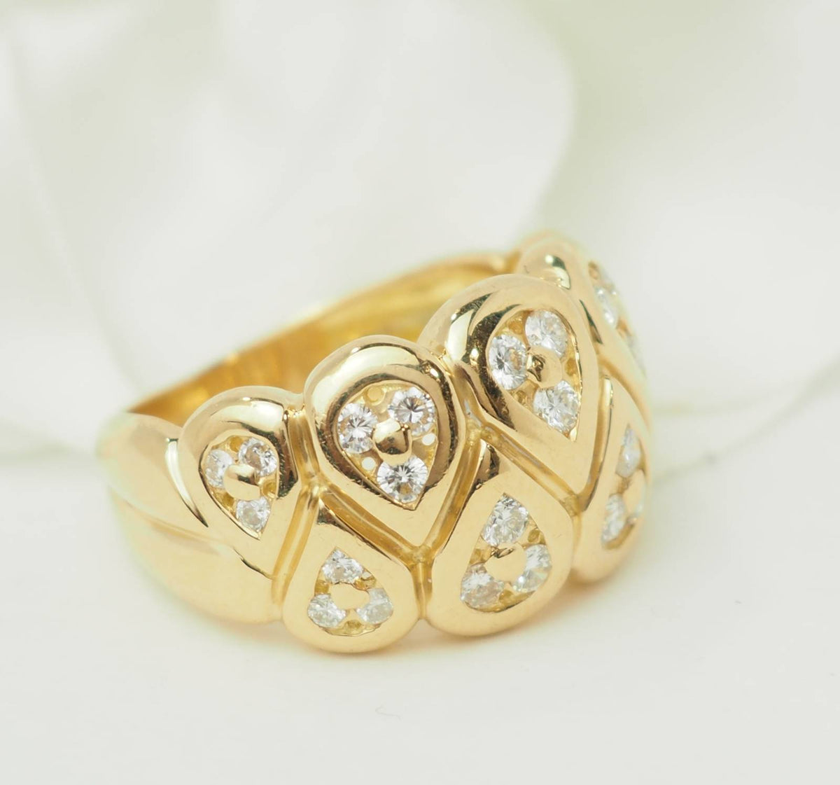 Bague Bandeau en or jaune et diamants