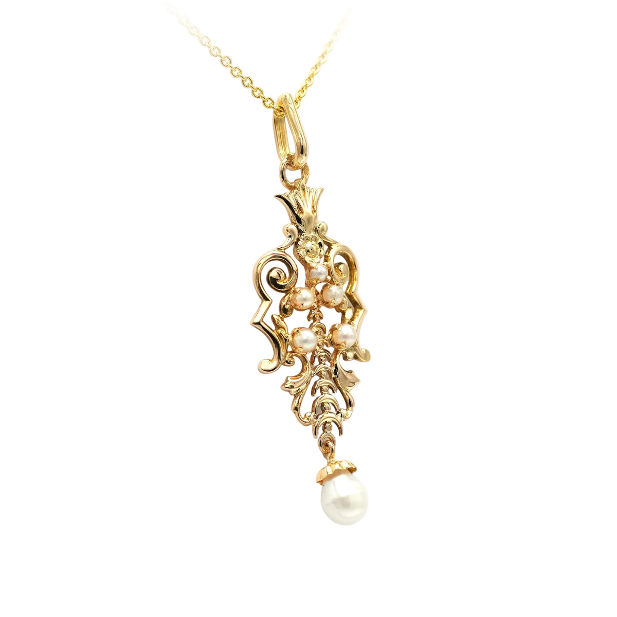 Pendentif en or jaune et perles