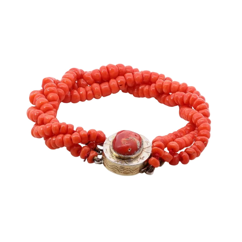 Bracelet plaqué or et corail