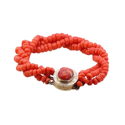Bracelet plaqué or et corail