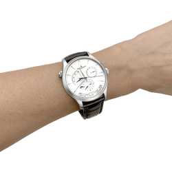 Montre JAEGER-LECOULTRE "Master Control Geographic" en acier et cuir