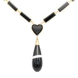 Collier Pendentif en or jaune, onyx et agates