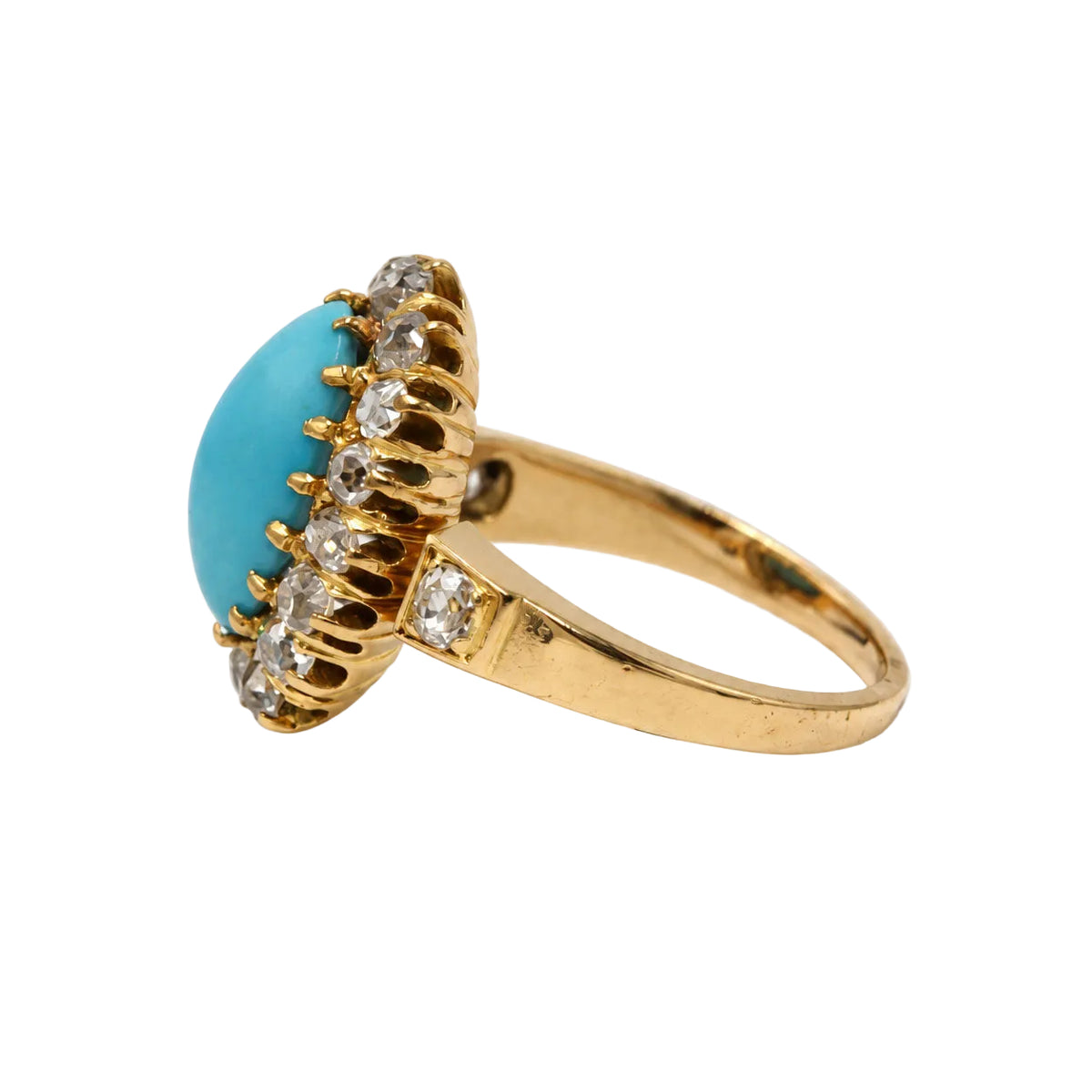 Bague Marguerite en or jaune, turquoise et diamants