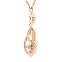 Pendentif en or rose et perles