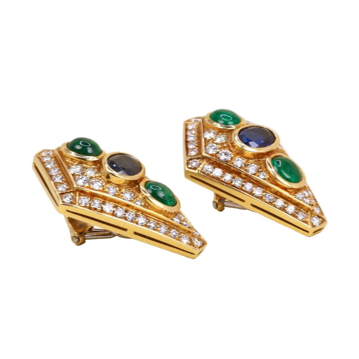 Parure REPOSSI en or jaune, perles, saphirs, émeraudes et diamants