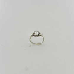 Bague Solitaire en or blanc, platine et diamants