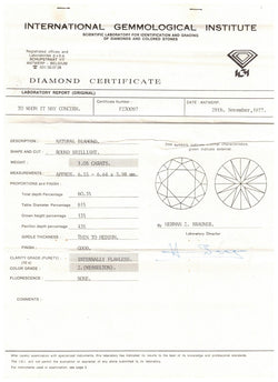 Diamant solitaire 1,01 carats certifié - Castafiore