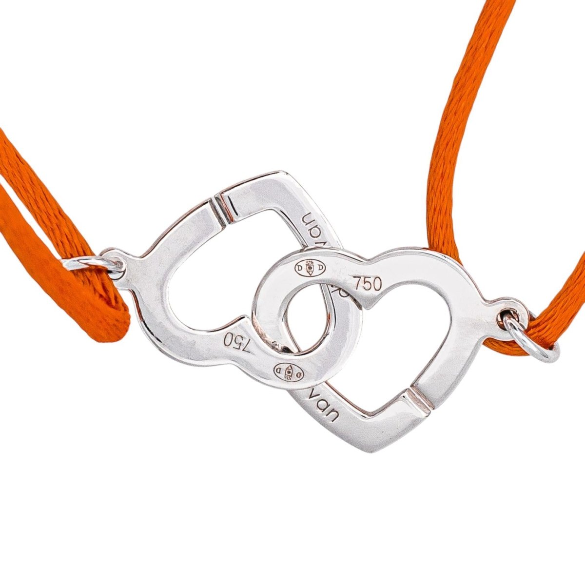 Dinh Van Bracelet Cordon Double Cœurs Or blanc - Castafiore