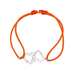 Dinh Van Bracelet Cordon Double Cœurs Or blanc - Castafiore