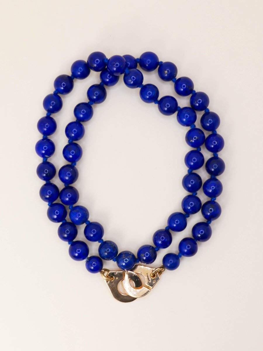 DINH VAN Collier menottes R15 or jaune lapis lazuli - Castafiore