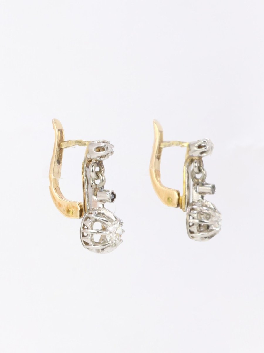 Dormeuses anciennes diamants coussin 0,5 carat - Castafiore
