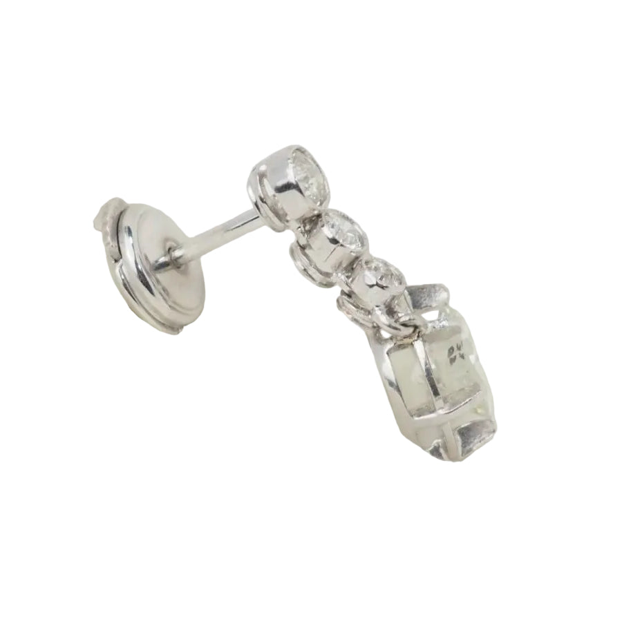 Dormeuses anciennes en or blanc et diamants - Castafiore