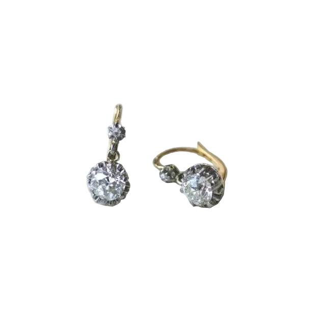 Dormeuses Diamants 2,45 Cts sur Or et Platine - Castafiore