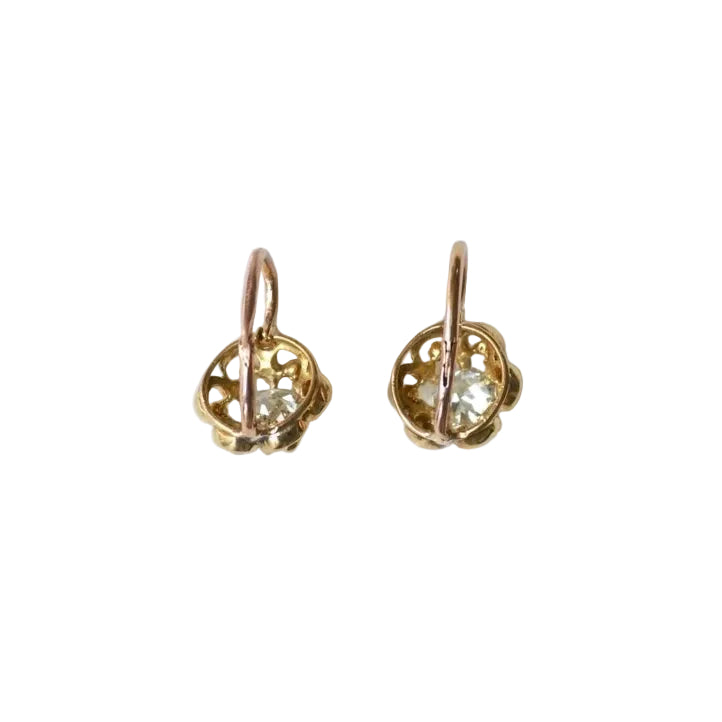 Dormeuses Diamants Taille Ancienne Coussin 1.40 Cts - Castafiore