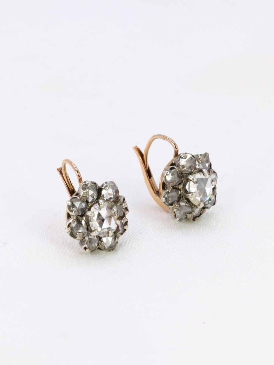 Dormeuses marguerite diamants taille rose - Castafiore