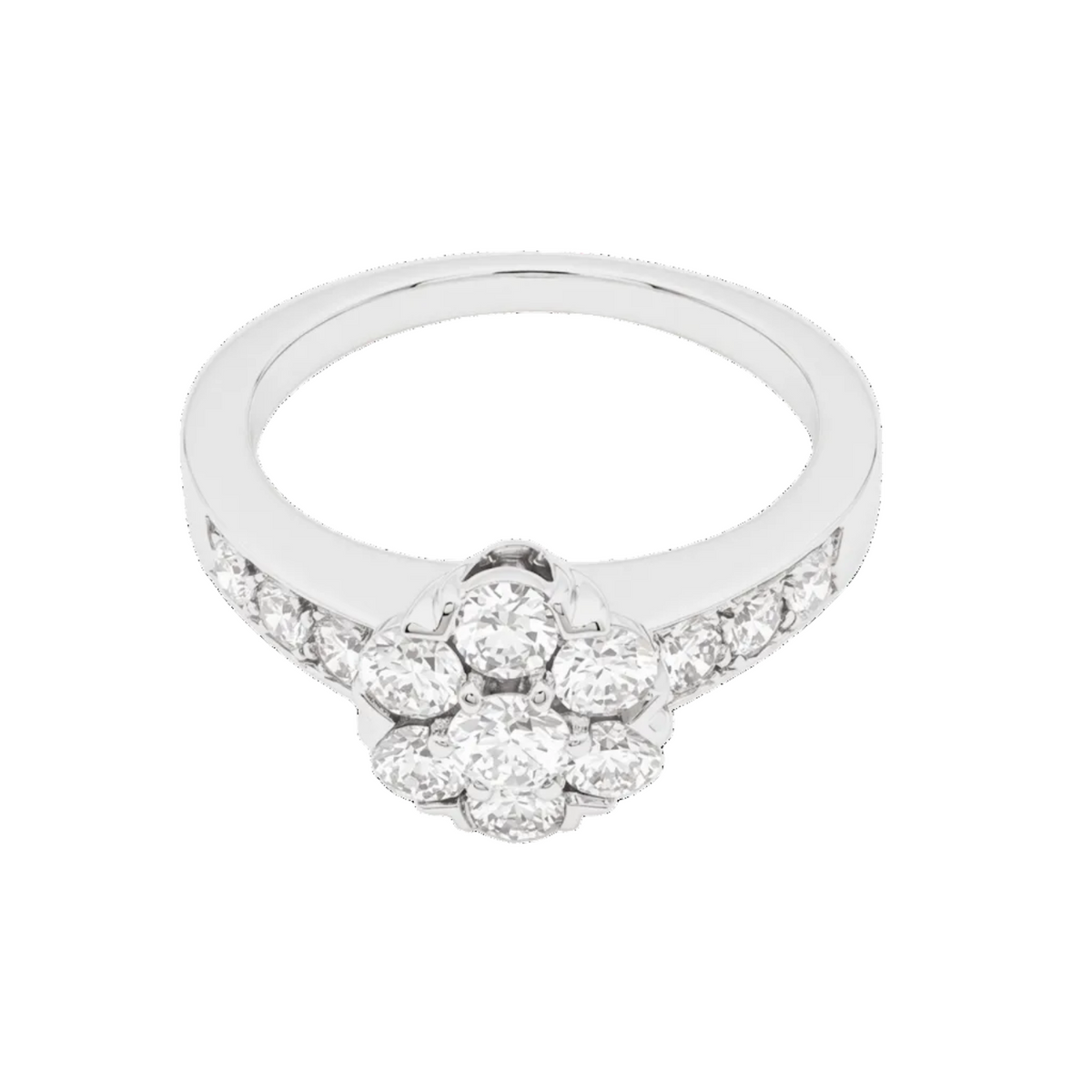 Bague Van Cleef & Arpels, "Fleurette", or blanc et diamants.