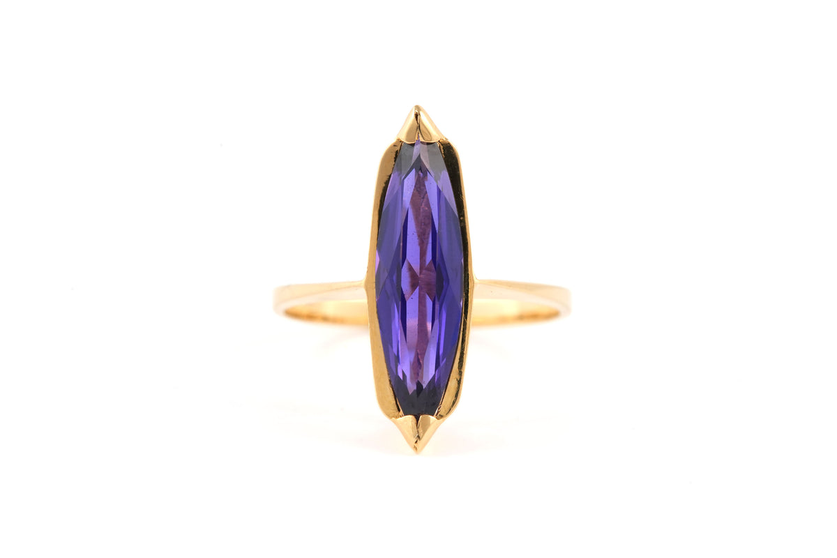 Bague Solitaire en or jaune et améthyste