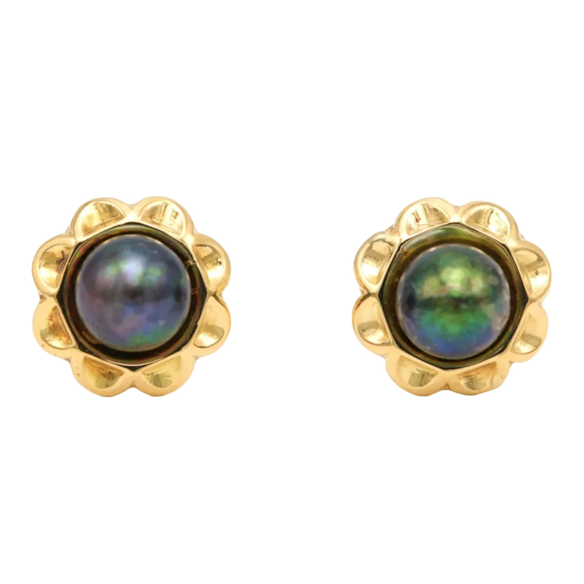 Boucles d'oreilles Puces en or jaune et perles