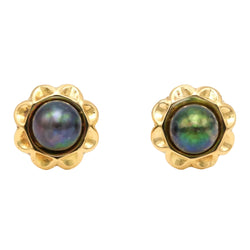 Boucles d'oreilles Puces en or jaune et perles