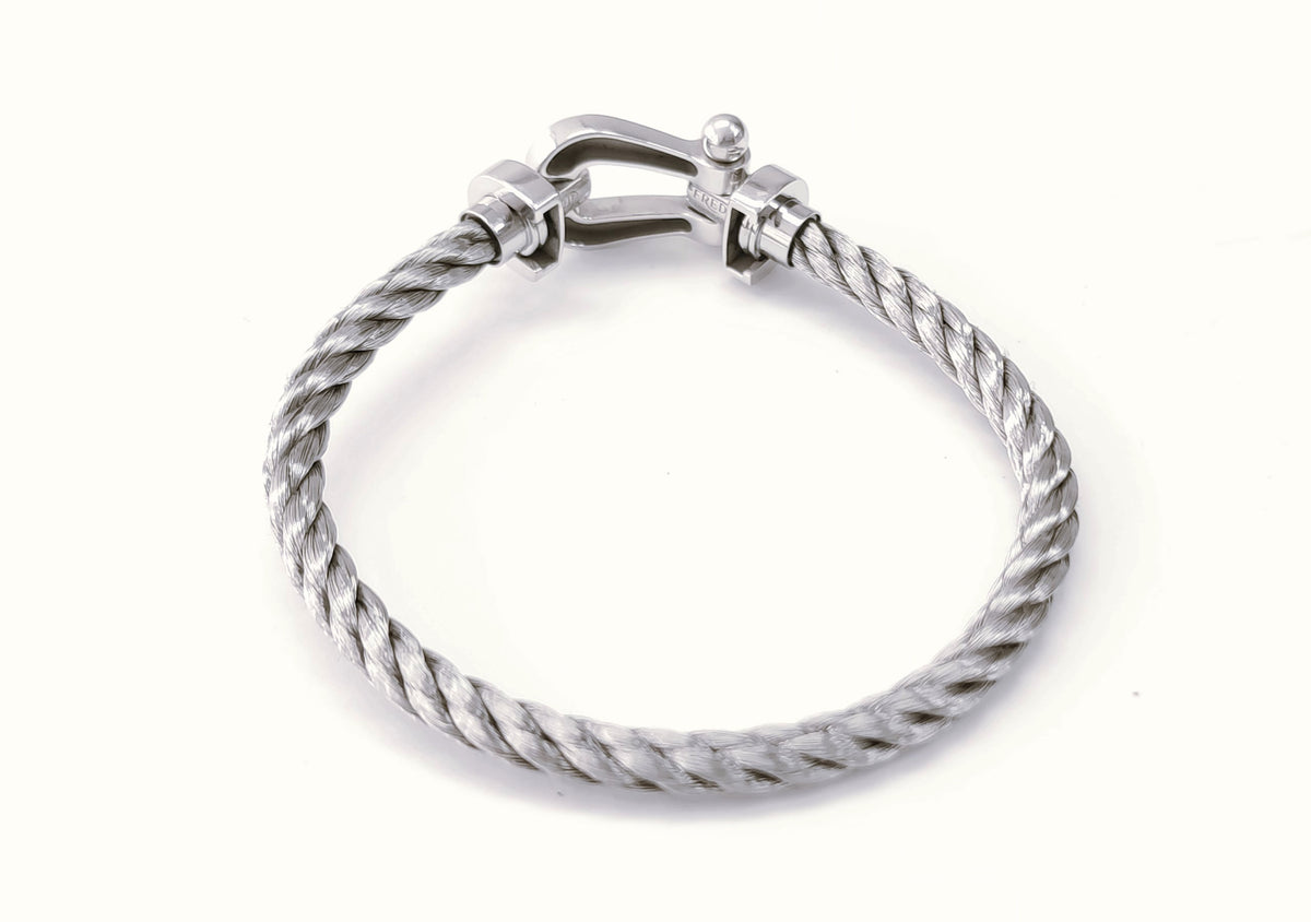 Bracelet FRED Force 10 en or blanc et acier