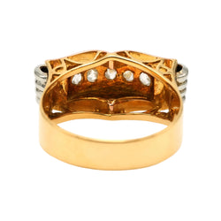 Bague Tank en or blanc, or jaune et diamants