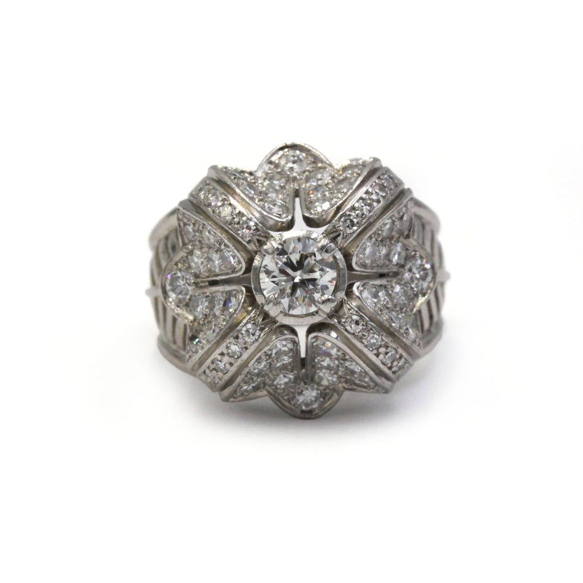 Bague Tank en platine et diamants