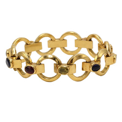 Bracelet Tank en or jaune, grenats, spinelles, zircons et iolite