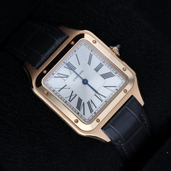 Montre CARTIER "Santos Dumont" GM en or rose et cuir