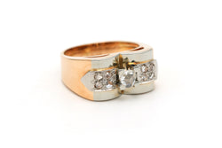 Bague Tank en or blanc, or jaune et diamants