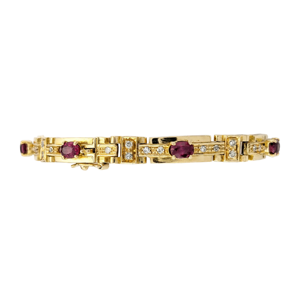 Bracelet Ligne en or jaune, rubis et diamants