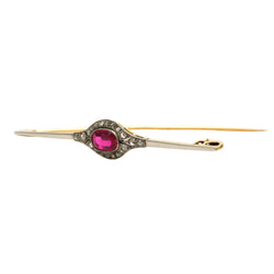 Broche Épingle en or blanc, or jaune, rubis et diamants