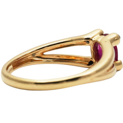 Bague Solitaire en or jaune, rubis et diamants