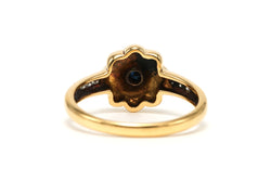 Bague Solitaire en or jaune, saphirs et diamants