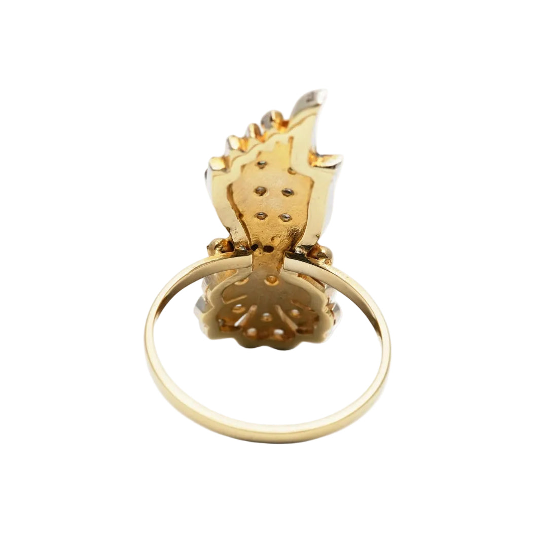 Bague en or jaune, argent, saphirs et diamants